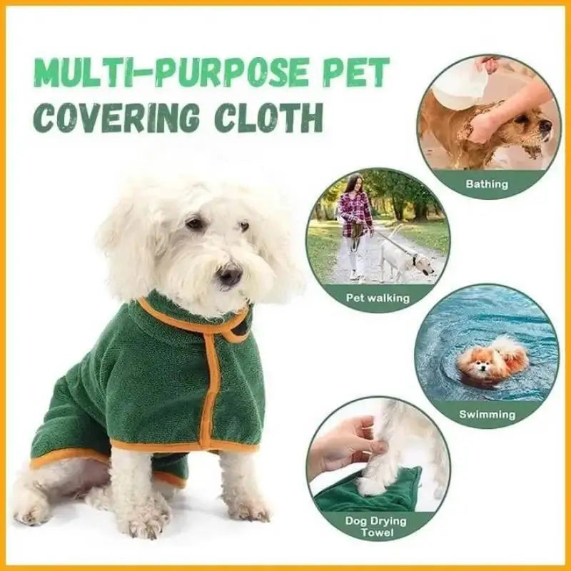 Microfiber Absorbent Soft Bath Robe Adjustable Coat for Small, Medium and Large Dog