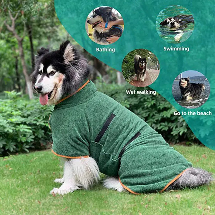 Microfiber Absorbent Soft Bath Robe Adjustable Coat for Small, Medium and Large Dog