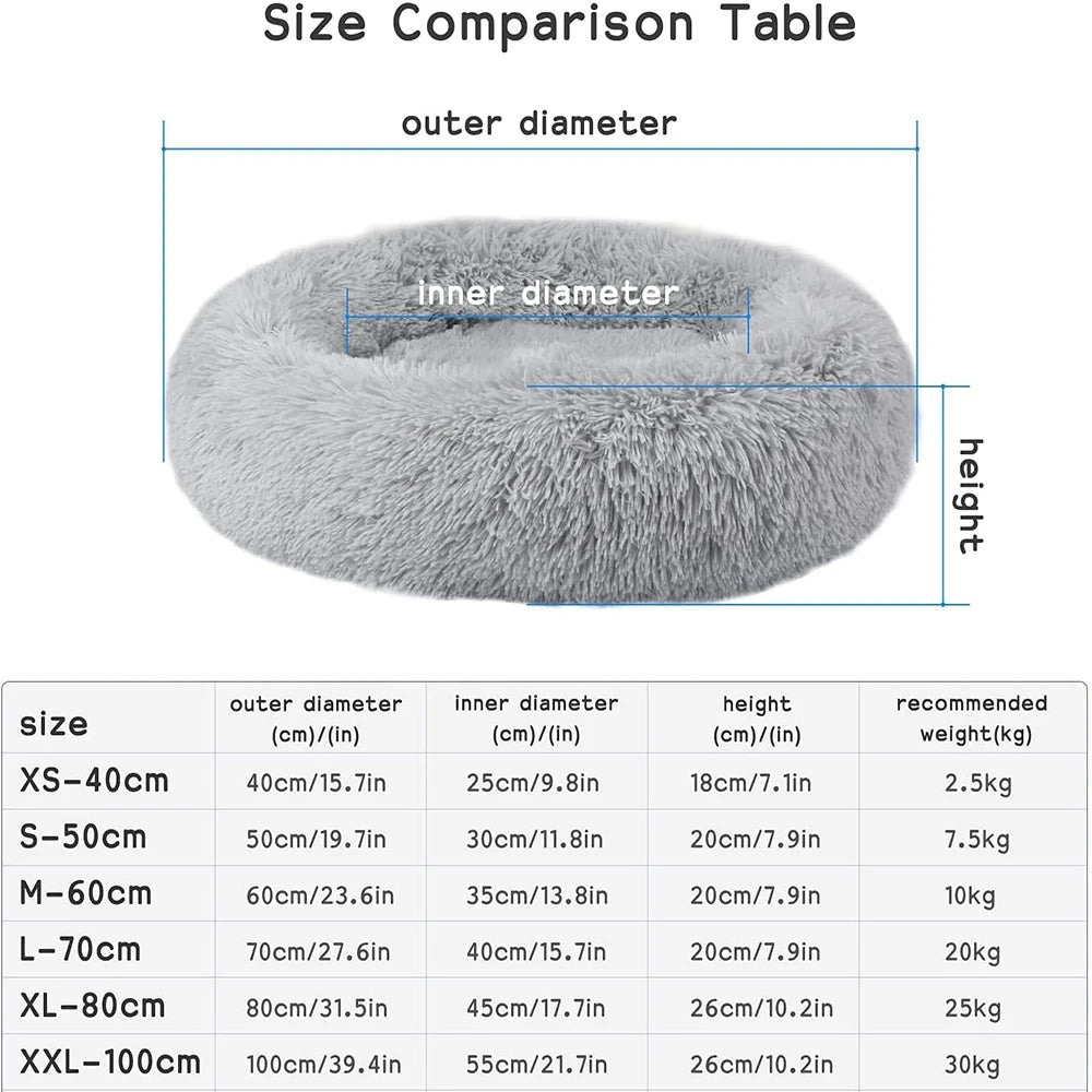Round Removable Pet Bed Plush