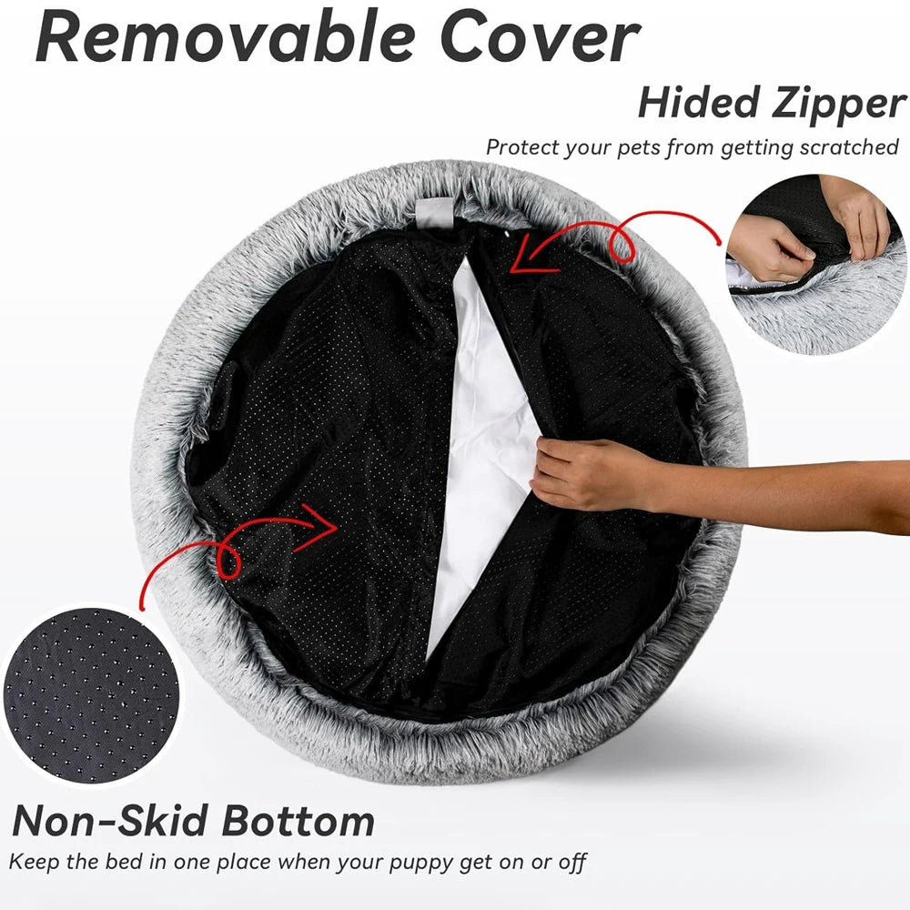 Round Removable Pet Bed Plush