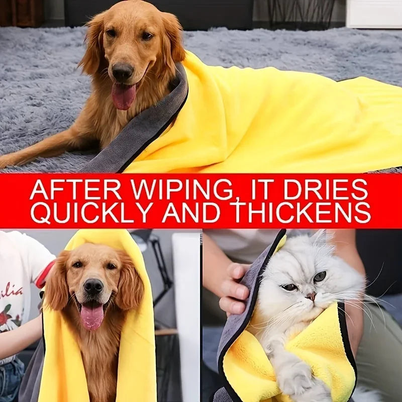 Pet Absorbent Towel – Ultra-Fine Fibre | Quick-Dry Dog & Cat Bath Towel