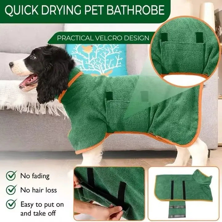 Microfiber Absorbent Soft Bath Robe Adjustable Coat for Small, Medium and Large Dog