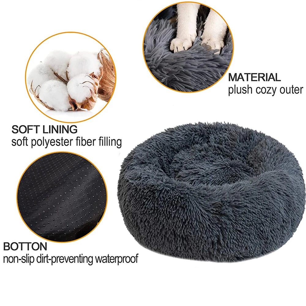 Round Removable Pet Bed Plush